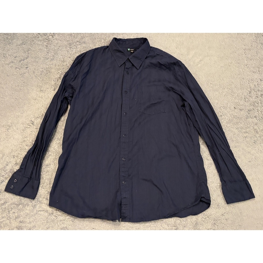 Vintage Vurt Long Sleeve Button Shirt Mens XL Navy Blue Skater Grunge Casual